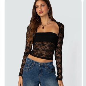 Edikted Addison Sheer Lace Two Piece Top